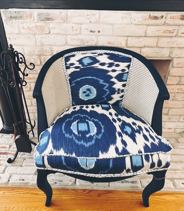 Unique Upcycled Cane Back Chair - Custom Fabric & Color Options!
