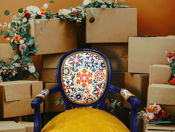 Chic Colorful Armchair Featuring Elegant Leather Seating