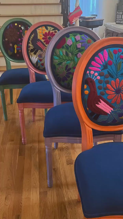 6 Artisan-Made Boho Dining Chairs – You pick fabric and colors!